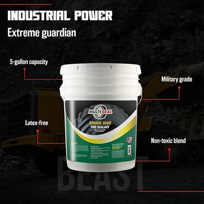 MULTI SEAL ARMOR 3500 - Our Highest Grade Industrial Tire Sealant Designed for The Most Hazardous & Extreme Operating Environments, 5-Gallon Pail