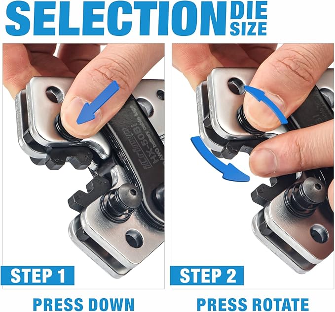iCrimp Battery Terminal Crimper for Heavy Duty Copper Wire Lugs,Battery Cable Ends from AWG 8-1/0, Ground Lug Cimper Tool