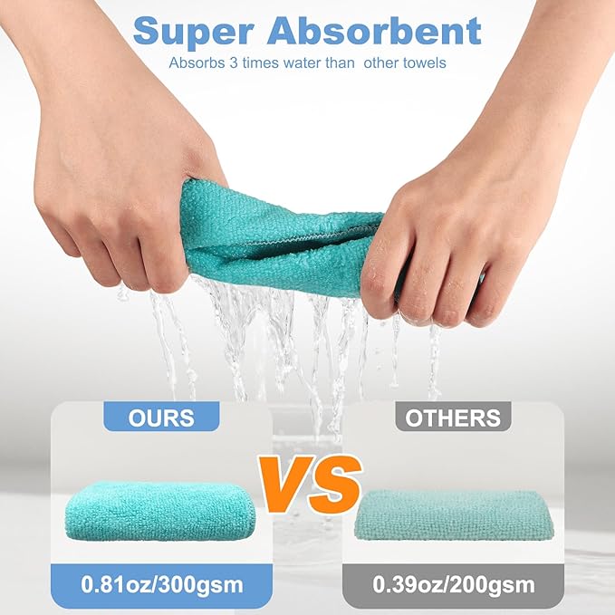 TIVERAIN 10pcs New Upgrade 2-Layer Microfiber Wire Dishcloth,Non-Scratch Wire Dishwashing Rags for Wet and Dry,Metal Scrubbers, Kitchen Miracle Cleaning Dish Rags for Cookware,Sinks, Dishes,Stove,Blue