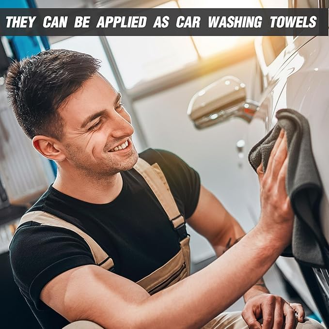 Tallew 80 Pcs Microfiber Towels 16 Inch x 16 Inch Microfiber Cloth Car Drying Towels for Cars Washing Polishing Office Windows Cleaning Household Supplies (Gray)