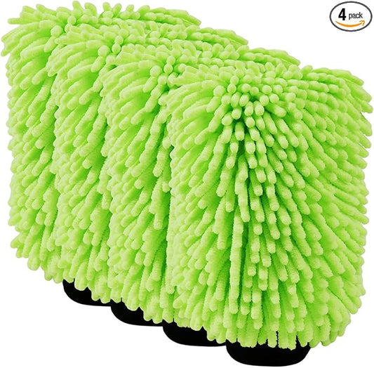 SZTCECDM 4Pack Large Microfiber Car Wash Mitts, Ultra Absorbent & Lint-Free Wash Mitts for Car Washing, SUVs, Motorcycles & Household Cleaning - Car Wash Accessories Kit, Green
