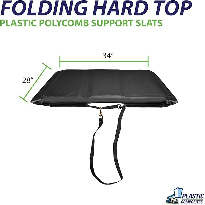 Bucket Truck Parts Folding Hard Top Bucket Cover That Holds Up Even If Water Pools, Nylon Strap with Buckle for Quick Fastening, Fits 1.5 Man Bucket 28"x34" Edge to Edge
