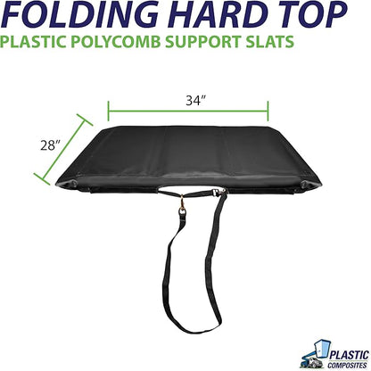 Bucket Truck Parts Folding Hard Top Bucket Cover That Holds Up Even If Water Pools, Nylon Strap with Buckle for Quick Fastening, Fits 1.5 Man Bucket 28"x34" Edge to Edge