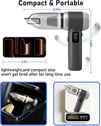 Clicar Handheld Vacuum Cordless, Suction/Blow 2 in 1 Cordless Vacuum Cleaner, 100W Large Suction brushless Motor Vacuum Cleaners for Home.Vacuum Cleaner for Car, Home, Pet Hair, Office, Keyboards.