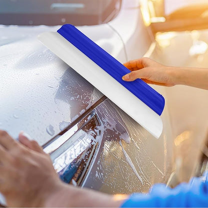 2 Pack 14 inch Car Drying Squeegee Longer Silicone Automotive Water Wiper Flexible Auto T-Bar Rubber Blade for Car Windshield Glass Window Bathroom Shower Squeegees Wash Tool(Blue)
