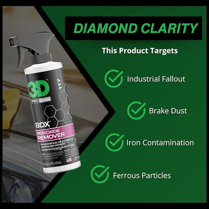 3D BDX Iron Remover – Fast Acting Fallout & Brake Dust Cleaner | Purple Color-Changing Spray for Wheels & Paint | Acid-Free | Made in USA | Car Detailing | 16 oz