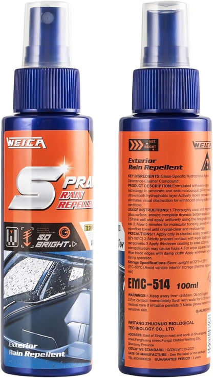 Spray HydroBead Exterior - Water Shedding Coating for Car Windows, Motorcycle Visors, Boat Glass Advanced Water Beading Technology 100ML
