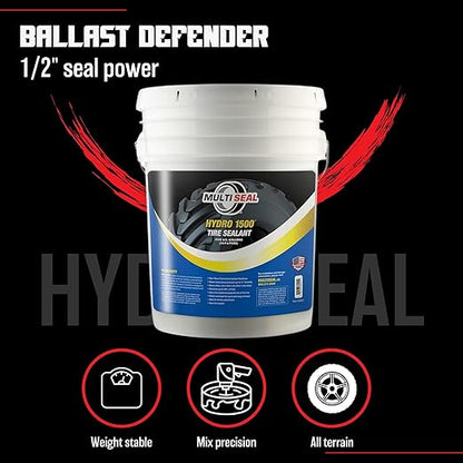 MULTI SEAL HYDRO 1500 Liquid Ballast-Filled Tire Sealant - Maximum Protection Formula - Prevents Flats - Seals Punctures - Tubeless Tire Sealant - 5-Gallon Pail