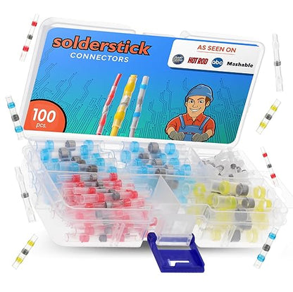 Waterproof Solder Seal Wire Connectors Kit, Electrical Insulated Wire Splice Heat Shrink Wire Connectors with 4 Gauges - 12-10, 16-14, 22-18, 26-24 AWG (100)