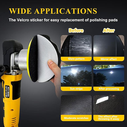 6-Inch 800W Car Polisher, 6 Variable Speed 8mm Dual Action(DA) Random Orbit Car Buffer Polisher Sander with Handle, Car Detailing Waxer Kit, 4600RPM, for Car Polishing&Waxing