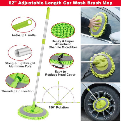 GPUSFAK 40Pcs Car Wash Cleaning Kit with Foam Gun Sprayer Detailing Brushes Wash Mop Windshield Cleaning Tool Tire Brush Towels Complete Interior Exterior Detailing Set for Car