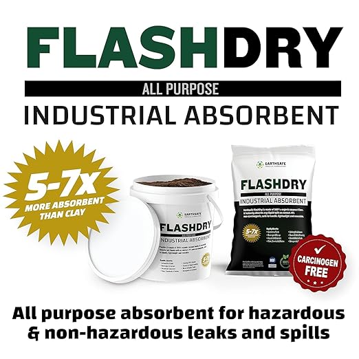 FlashDry All Purpose Organic Industrial Absorbent - 1 Pallet of 48 50L Bags - Instantly Absorbs Liquid Spills - Safer and 5-7x More Absorbent Than Clay - Lightweight & Reusable - OSHA Compliant