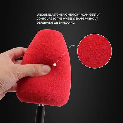 SPTA Metal Polishing Tool, Auto Cylindrical Metal Polish Buffing Polishing Ball, Drill Buffing Sponge Pads Buffing Wheel for Drill Foam, Sponge Buffing for Automotive Car Wheel Hub Care