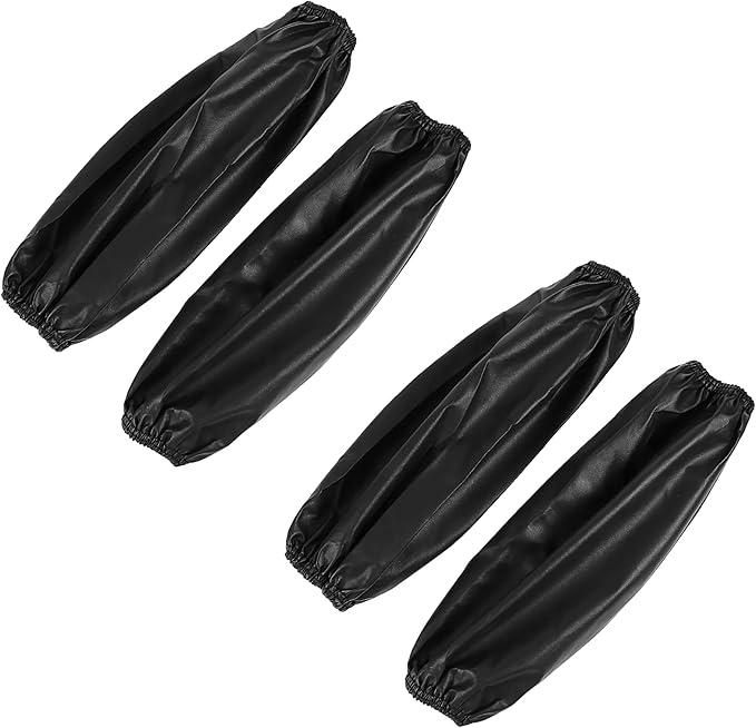 PEOVLVN 2 Pairs Protective Arm Sleeves, PU Waterproof Sleeves to Cover Arms for Men Women Arm Sleeve with Elastic Cuffs Oilproof for Cooking Cleaning Painting Housework (Black)
