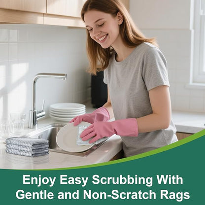 HAUHAUJUS Multipurpose Non Scratch Wire Dishwashing Rags, Cleaning Cloths, 24 Pack