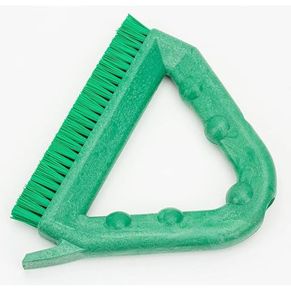 SPARTA Plastic Commercial Grout Brush, Triangle-Shaped Scrub Brush with Scraper and Two Threaded Holes for Attaching Handle (Sold Separately), 9 x 7 x 7 Inches, Green, (Pack of 4)