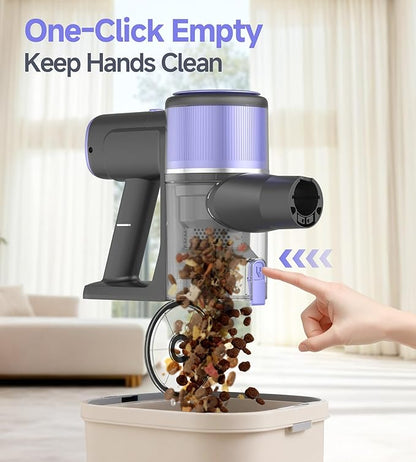 Hivroo N17 Cordless Vacuum Cleaner, Upgraded Lightweight Stick Vacuum for Home, Max 45mins Runtime, Powerful Suction, Self-Standing, Anti-Tangle, Rechargeable Vacuum for Hard Floors Carpets Pet Hair