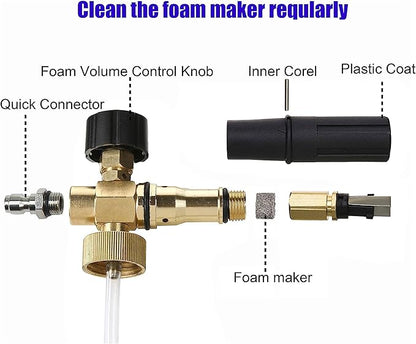 Tool Daily Short Pressure Washer Gun with Foam Cannon, Dual Connector Accessory, 1/4 Inch Quick Connect, 5 Spray Nozzle Tips, 1 Liter