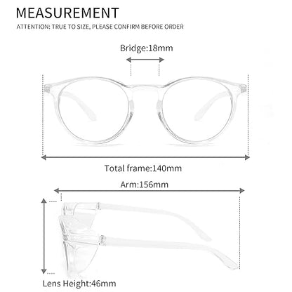 Alsenor Safety Glasses Anti Fog Goggles Protective Eyewear Blue Light Blocking Anti Dust UV Protection Glasses For Men Women (Round-Transparent)