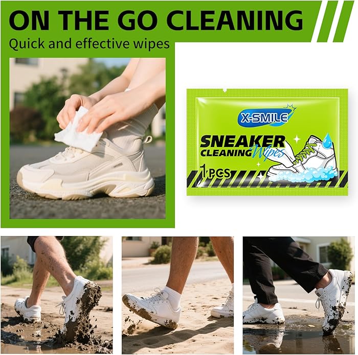 X-SMILE Shoe Cleaner Wipes Sneaker Quick Wipes Disposable Travel Portable Removes Dirt, Stains