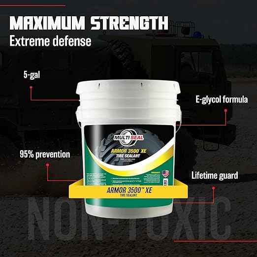 Multi Seal Armor 3500 XE Industrial-Grade Tire Sealant - Maximum Protection Formula - Extreme Environment Defense - Seals Largest Punctures - Tubeless Tire Sealant - 5-Gallon Pail