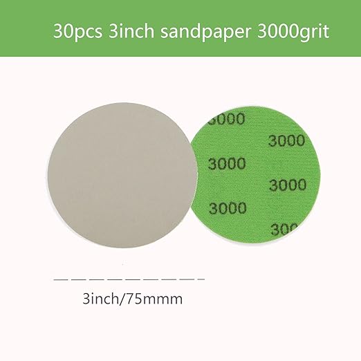 30pcs Sandpaper 3 inch Sanding Discs Hook and Loop 3000 Grits Wet Dry Sandpaper for Random Orbital Sander Automotive Metal Sanding Polishing