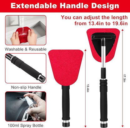 Viewsun Windshield Cleaner Tool, 17Pcs Red Car Interior Cleaning Kit, Car Detailing Kit Interior Cleaner, Car Detailing Brushes, Car Cleaning Gel, Inside Cleaning Supplies Accessories for Women Girls