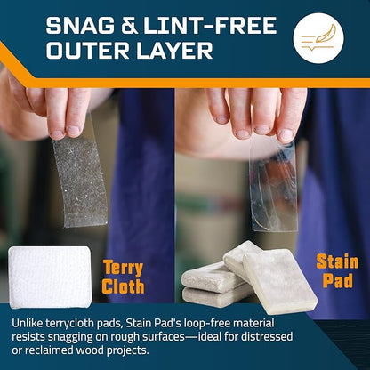 MāKRS Double Thick Stain Pad, Cut-to-Size Staining Pads, 5-Pack, Lint, Snag, Streak-Free Applicator, Micro Brush Material, Wood Stains and Oil Based Finishes, Easy to Use with Consistent Application