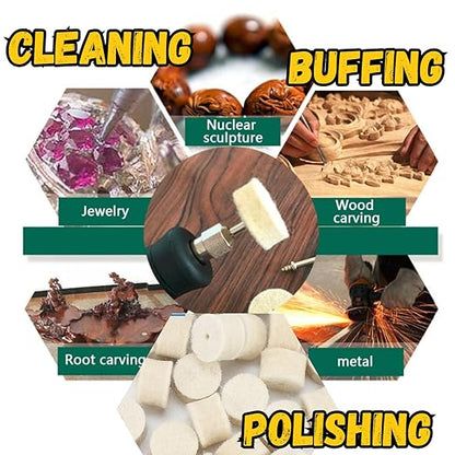 Drilax 100-Piece 1/2" Polishing & Buffing Wheel Kit with 2 Mandrels – Heavy-Duty Wheels 50% Thicker for Superior Durability – Compatible with Dremel Polishing Bits, Buffing Wheels & Jewelry Detailing