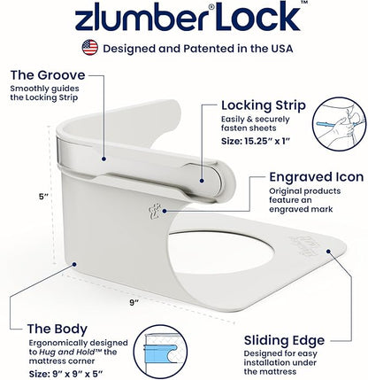 The Original USA Patented ZlumberLock – Secure Sheet Holder with Heavy-Duty Mattress Straps – No More Loose Bedding, Universal Fit, Easy One-Time Installation