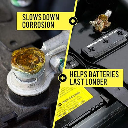 Mission Automotive 4 Oz Brush-On Oil-Based Battery Corrosion Preventative Grease - Universal Fit - Prevents Rust & Acid Fumes - Non-Drying & Non-Evaporating - Boosts Cranking Amps - Made in USA