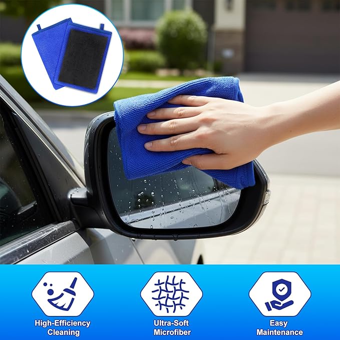 Quilax 2 Pack Clay Mitt, Fine Grade Alternative Microfiber Car Clay Mitt Auto Detailing, Clays Towel for Car Cleaning Detailing Polishing (Blue)