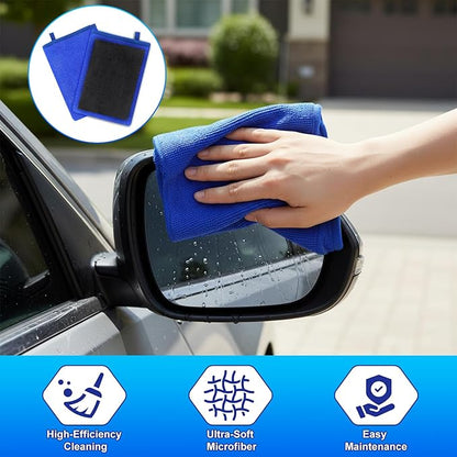 Quilax 2 Pack Clay Mitt, Fine Grade Alternative Microfiber Car Clay Mitt Auto Detailing, Clays Towel for Car Cleaning Detailing Polishing (Blue)