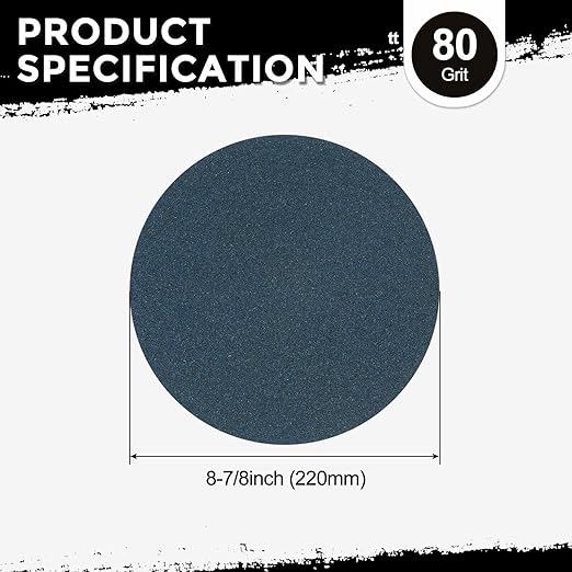 Kozelo 25 Pcs Sanding Discs 8-7/8 Inch 80 Grit Hook and Loop Orbital Sandpaper Suitable for Metal Wood Furniture DIY Grinding and Polishing, Blue