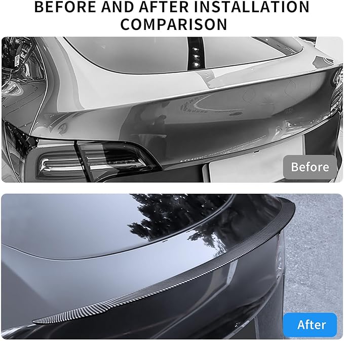 SHINELINERS Rear Spoiler for Tesla Model Y Juniper (Standard/Premium/Performance) 2025-2026, Carbon Fiber Pattern Trunk Wing, No-Drill Installation