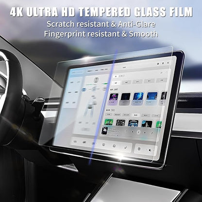 UKIFIRE Tesla New Model Y Juniper & Model 3 Highland Screen Protector,Anti-Scratch, HD Clear, Anti-Fingerprint Tempered Glass Protector with Alignment Kit