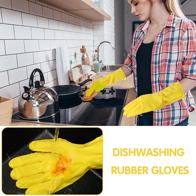 Gandeer 36 Pair Reusable Household Gloves Long Rubber Dishwashing Gloves Kitchen Cleaning for Dishes Clean Gardening
