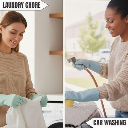 IMARU 3 Pairs Dishwashing Gloves with Hanging Hooks - NonSlip & Reusable Cleaning Gloves for Household, Kitchen, Gardening