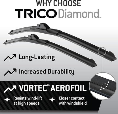 TRICO Diamond 28" + 20" Premium Automotive Replacement Windshield Wiper Blades (Set of 2), Passenger and Driver Side All-Weather Beam Wiper Blades for Select Vehicle Models