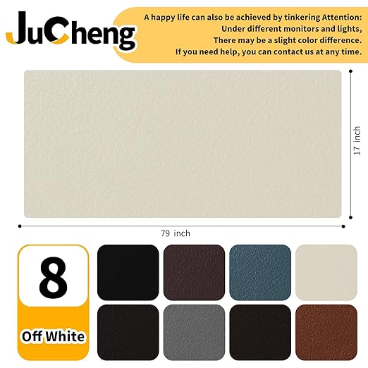 JuCheng Leather Repair Kit -Leather Repair Patch Self-Adhesive Waterproof Patch & Glue for Furniture, Car Seats, Sofa, Couch, Vinyl - Instant Fix for Tears & Scratches (Off White, 17X79 inch)