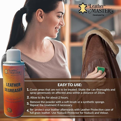 LEATHER MASTER Leather Care Degreaser (6.76 oz.)-The Ultimate Leather Cleaner Degreaser Spray For Any Leather Cleaning & Detailing Kit | Perfect For Leather Carpet, Car Interior, Furniture