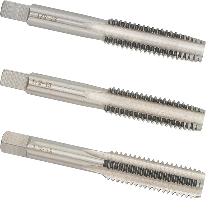 1/2"-13 UNC Hand Tap Right Hand, 1/2 x 13 Threading Hand Tap 3Pcs