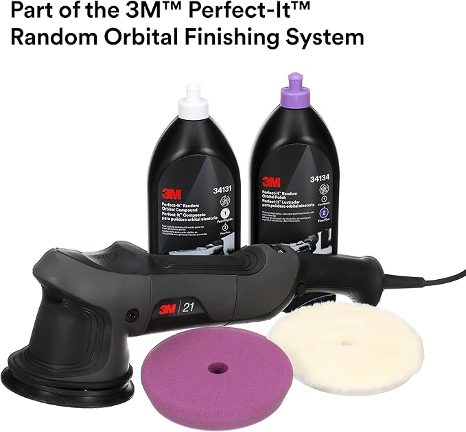 3M Perfect-It Random Orbital Polisher, 34101, 21mm, 120V/60Hz Variable Speed Control for Automotive Refinishing, Refining, Polishing