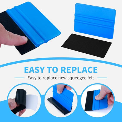 20 Pack Vinyl Wrap Squeegee 4 Inch / 6 Inch Felt Edge Squeegee Window Film Tint Tool Decal Applicator Scraper Tool Wallpaper Smoothing Tool with 20 PCS Black Fabric Felt