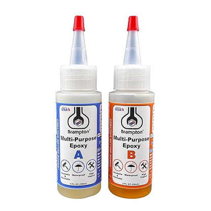 Brampton Multi-Purpose Epoxy, Quick 30-Minute Set, Waterproof 2-Part Epoxy Glue Kit for Tile, Metal, Ceramic, Glass, Wood, Stone, Strong Bonding, Sandable, Paintable Resin, Easy 1:1 Mix, 4 oz