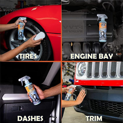 Chemical Guys Tire Kicker Sprayable Extra Glossy Tire Shine with Applicator (Works on Rubber, Vinyl & Plastic) Safe for Cars, Trucks, Motorcycles, RVs & More, 16 fl oz