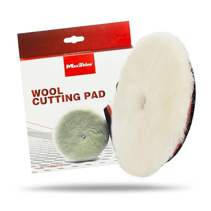 Maxshine 6" Universal Sheepskin Wool Polishing Pad – 100% Sheepskin Wool with EVA Foam & Hook and Loop Backing – Buffing Pad for Polishing, Cutting & Finishing