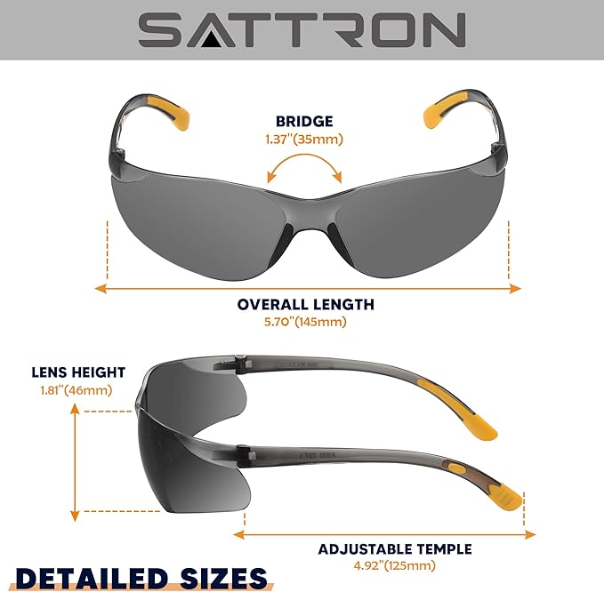 SATTRON Tinted Safety Glasses Bulk 24 Pack, UV Protective Safety Sunglasses for Men Women, ANSI Z87.1 Scratch & Impact Resistant Eye Protection, Ideal for Construction, Shooting, Lab