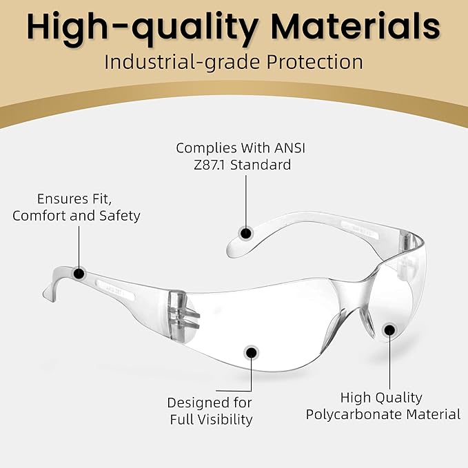 DF DUALFERV Clear Safety Glasses, 24 Pack, Lightweight Protective Eyewear, ANSI Z87.1 Certified, Scratch Resistant, Anti Fog, Unisex, One Size Fits Most, White