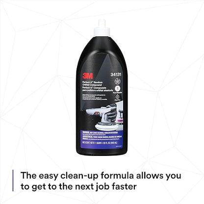 3M Perfect-It Random Orbital Compound, 34131, 1 quart, Fast Cutting Compound for Automotive Buffing & Polishing